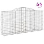 vidaXL Paniers à gabions arqués 9 Pièces 300x50x140/160 cm fer galvanisé