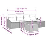 vidaXL Canapé de Jardin 6 Places avec Coussins en Poly Rattan Noir Acacia