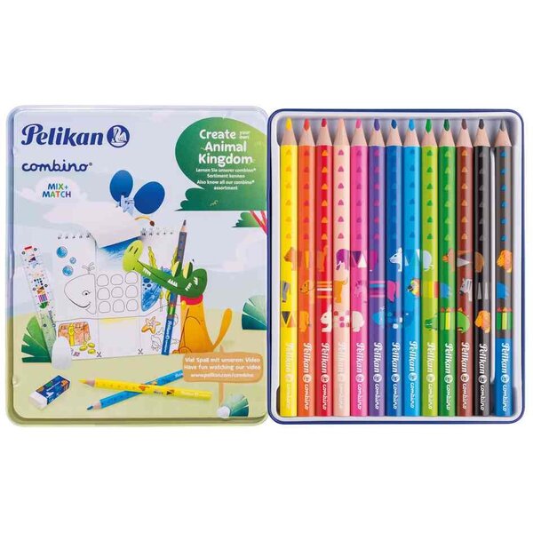 Crayon de couleur combino  étui en métal de 12 PELIKAN