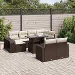 vidaXL Salon de jardin et coussins 11 Pièces marron résine tressée