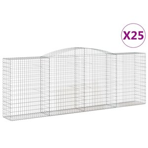 vidaXL Paniers à gabions arqués 25 Pièces 400x50x140/160 cm Fer galvanisé