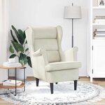 vidaXL Fauteuil blanc crème velours