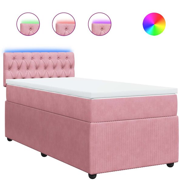 vidaXL Sommier à lattes de lit avec matelas Rose 90x190 cm Velours