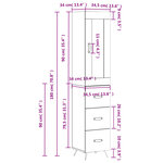 vidaXL Buffet haut Chêne fumé 34 5x34x180 cm Bois d'ingénierie