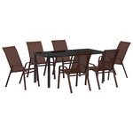 vidaXL Ensemble de salle à manger pour jardin 7 Pièces Marron et Noir