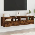 vidaXL Meubles TV muraux 2 Pièces chêne fumé 60x30x30cm bois d'ingénierie