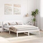 vidaXL Cadre de lit Blanc 140 x 200 cm Bois de pin massif