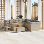 vidaXL Ensemble de canapé de jardin 13 Pièces Beige polyrotin