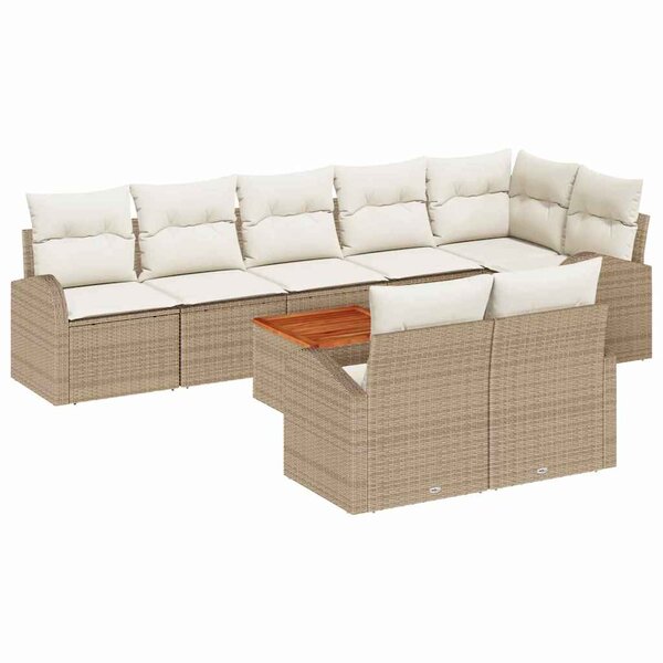 vidaXL Ensemble de canapé de jardin 9 Pièces Beige  blanc