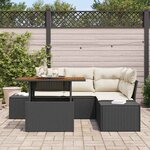 vidaXL Ensemble de canapé de jardin 5 Pièces Noir Poly rotin