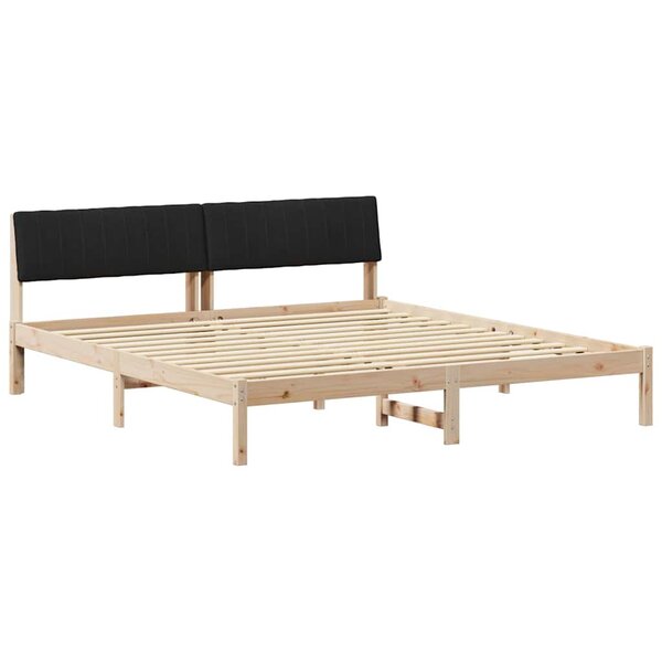 vidaXL Cadre de lit Marron et noir 180 x 200 cm Bois massif en pin