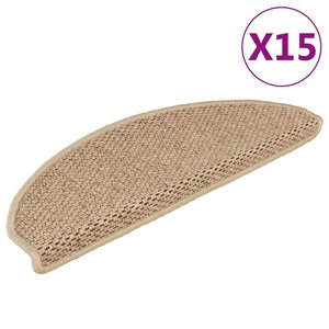 vidaXL Tapis d'escalier autocollants 15 Pièces 65x21x4 cm Sable