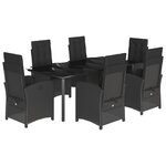 vidaXL Ensemble à manger de jardin coussins 7Pièces Noir Résine tressée