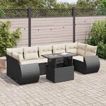 vidaXL Salon de jardin 8 Pièces avec coussins noir résine tressée