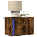 vidaXL Tables de chevet murales avec lumières LED 2 Pièces chêne fumé
