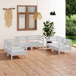vidaXL Salon de jardin 6 Pièces Blanc Bois de pin massif