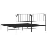 vidaXL Cadre de lit métal sans matelas avec tête de lit noir 200x200cm