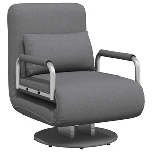 vidaXL Fauteuil pivotant et canapé-lit gris foncé tissu