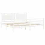 vidaXL Cadre de lit avec tête de lit blanc Super King Size bois massif