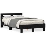 vidaXL Cadre de Lit Solide Chêne Noir Bois Massif 120 x 200 cm Durable
