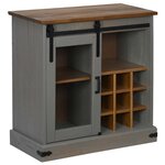 vidaXL Buffet HALDEN porte coulissante gris 80x40x80 cm bois massif