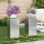 vidaXL Supports de Plantes Extérieurs Pilier 2 Pièces 24x24x55 cm Acier Galvanisé