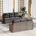 vidaXL Ensemble de canapé de jardin 7 Pièces Gris 55 x 55 x 37 cm
