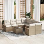 vidaXL Ensemble de canapé de jardin 9 Pièces Beige Poly rotin