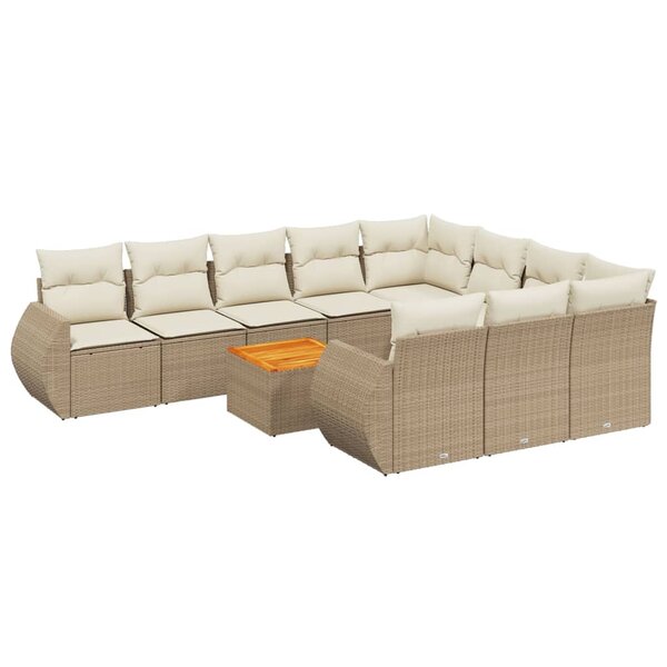 vidaXL Salon de jardin 11 Pièces avec coussins beige résine tressée
