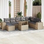 vidaXL Salon de jardin avec coussins 9 Pièces beige résine tressée