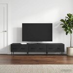 vidaXL Meuble TV avec tiroir Noir 147 x 34 5 x 30 cm Bois d'ingénierie