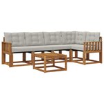vidaXL Ensemble de canapés d'extérieur 6 pc Gris Naturel et Clair
