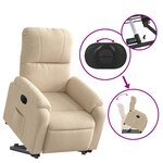 vidaXL Fauteuil inclinable électrique crème tissu microfibre