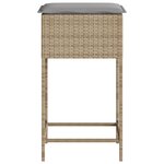 vidaXL Tabourets de bar jardin avec coussins lot de 2 beige poly rotin