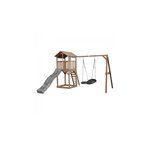 AXI Beach Tower avec Nid Roxy Balancoire Marron Toboggan Gris