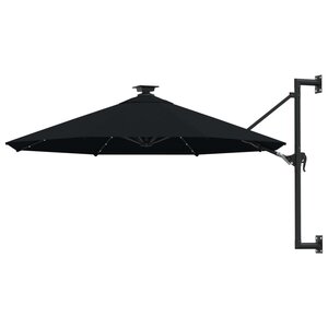 vidaXL Parasol mural de jardin avec LED 300 cm noir