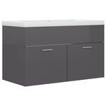 vidaXL Armoire d'évier avec lavabo intégré Gris brillant Aggloméré