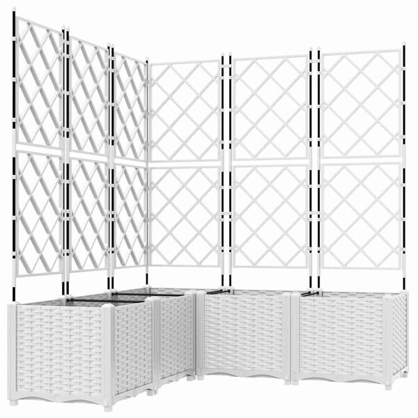 vidaXL Bac à fleurs avec Treillis 5 Pièces Blanc 120 x 120 x 143 cm PP