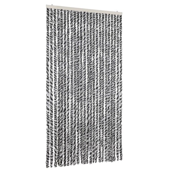 vidaXL Rideau anti-mouches gris et noir et blanc 100x230 cm chenille