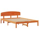 vidaXL Cadre de lit avec tête de lit Brun cire 160 x 200 cm Pin massif