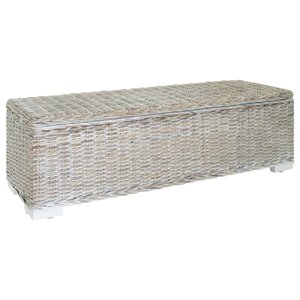 vidaXL Boîte de rangement Blanc 110 cm Rotin kubu naturel et acajou
