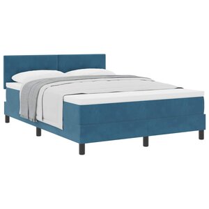 vidaXL Lit à ressorts avec matelas Bleu foncé 140 x 190 cm Velours