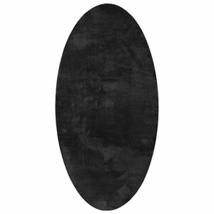 vidaXL Tapis de surface ovale HUARTE Noir 80 x 150 cm 100 Polyester
