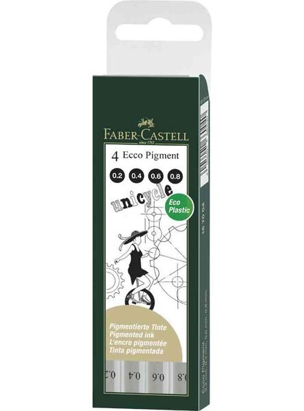 étui de 4  stylos feutre ECCO PIGMENT noir FABER-CASTELL