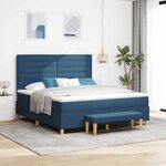 vidaXL Lit à ressorts avec matelas Bleu 180 x 200 cm tissu