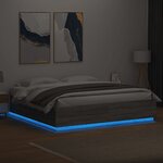 vidaXL Cadre de lit avec LED sans matelas sonoma gris 200x200 cm