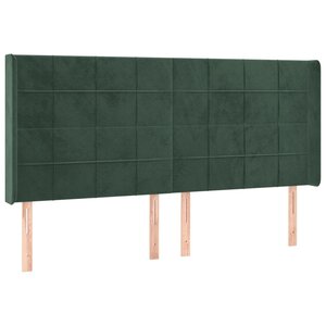vidaXL Tête de lit avec oreilles Vert foncé 183x16x118/128 cm Velours