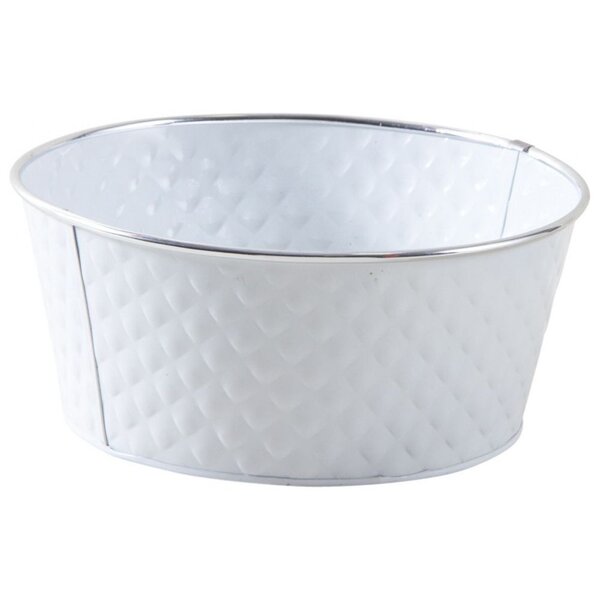 Corbeille ronde en métal laqué blanc