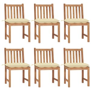 vidaXL Chaises de jardin lot de 6 avec coussins Bois de teck massif