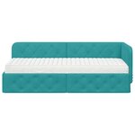 vidaXL Cadre de lit d'angle avec matelas Turquoise 80 x 200 cm Velours